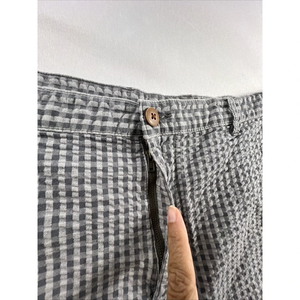 Tommy Bahama Seersucker Shorts Mens 44 Gray Gingham Check 100% Cotton Casual